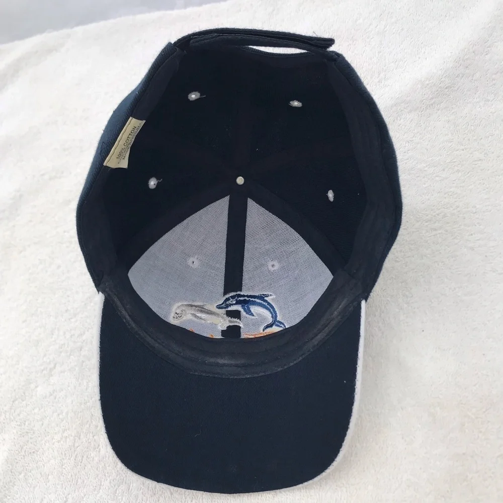 Florida type with Dolphin Art Adjustable Blue White Travel Beach Baseball Cap